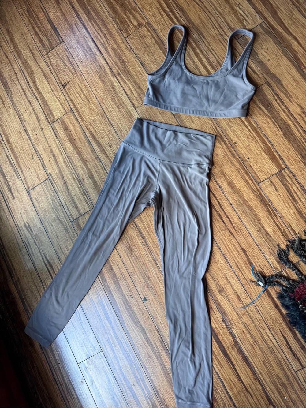Taupe Aritzia TNA Leggings & Sports Bra Set